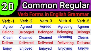 20 Verb Forms in English V1 V2 V3 V4 V5  Verb Forms in English V1 V2 V3  Regular Verb Forms  Verb [upl. by Alekahs]