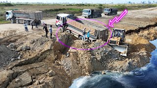 Interesting Action  HYUNDAI Dump Trucks Drive Back Landslide Deep At Work [upl. by Squire]