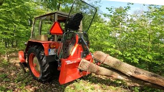 ZETOR 3011  Naviják Krpan 4SI a první těžba dřeva ve svahu aku pilou Husqvarna T540i XP [upl. by Atidnan324]