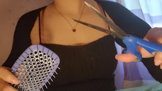 ASMR fast haircut and makeup w mouth popping sounds lofino talking [upl. by Kcub]