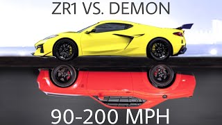 NEW C8 ZR1 Corvette VS Dodge Demon 90200 MPH [upl. by Hach457]