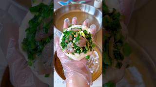 Eggs Meat and Green Leaf Mixture Pies Recipe shorts [upl. by Noffihc31]