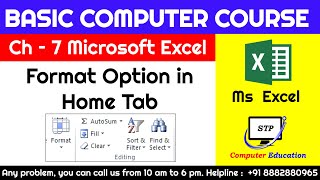 Ms Excel Chapter 7 Format option In Home tab [upl. by Lertsek431]