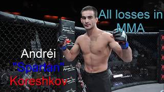 Andréi quotSpartanquot Koreshkov  ALL LOSSES IN MMA 2019  ANDRÉI KORESHKOV HIGHLIGHTS [upl. by Redmond952]