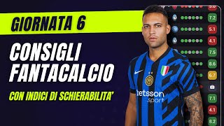 CONSIGLI FANTACALCIO 6 Giornata Serie A  Con Indici di Schierabilità [upl. by Maag]