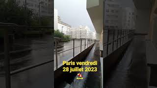 plusieurs grosses averses de pluie très violente Paris V 28 07 2023 [upl. by Rolfston]