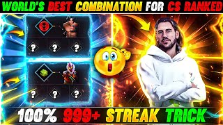 Worlds Best Character Combination For CS Ranked🥵  100 999 Streak Trick😱  Garena Free Fire [upl. by Arodaeht]