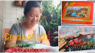 Cross stitch  Dream house Landscape crossstitch sewing  Clarilyn Vlogs [upl. by Amada309]