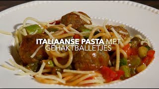 Italiaanse pasta met gehaktballetjes [upl. by Dnomso]