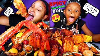 2X SPICY KING CRAB SEAFOOD BOIL MUKBANG WITH MY DAUGHTER LAYLA 먹방  QUEEN BEAST [upl. by Bradwell]