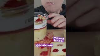 VNM ASMR strawberry shortcake ice cream sandwich pudding cake pastry Mukbang bites only shorts fyp [upl. by Nyra]