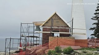 Bell hangs again at historic Maine bell house after damaging January storm [upl. by Rahsab]