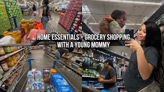 HOME ESSENTIALS  GROCERY SHOPPING WITH A 21 YEAR OLD MOM OF 3 ‼️🛒🤰 [upl. by Sirhc]