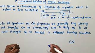 vibrational spectra of metal carbonyls [upl. by Lah785]