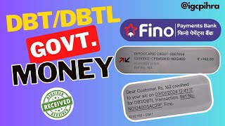 DBTDBTL GOVT MONEY RECEIVED FINO PAYMENTS BANK DEPOSIT APBS CREDIT BALANCE MANREGA AMOUNT CREDIT [upl. by Ahsinyd]