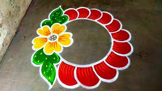 New year freehand rangoli designs2024 new year beautiful rangoli new year muggulu Amazingrangoli [upl. by Nibuz]