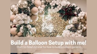 BALLOON GARLAND TUTORIAL  UBACKDROP SHIMMER WALL  Create a full balloon photo backdrop with me [upl. by Nosneb]