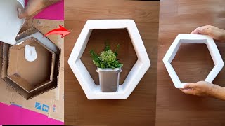 COMO FAZER NICHO HEXAGONAL PARA PAREDE FEITO DE GESSO E PAPELÃO  FAÇA VOCÊ MESMO NICHO DECORATIVO [upl. by Farley5]