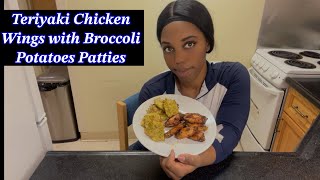 Teriyaki Chicken Wings with Broccoli Potatoes Patties [upl. by Eizzil]