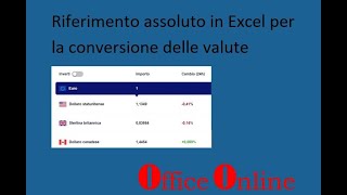 Il riferimento assoluto in Excel per la conversione delle valute [upl. by Prescott]