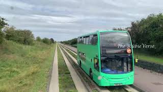 Guided Busway From Fen Drayton Reserve to Cambridge Stagecoach Busway England UK [upl. by Holbrook]