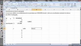 TABLA DE AMORTIZACIÓN INTERÉS ANTICIPADO CUOTA VARIABLE Y AMORTIZACIÓN FIJA [upl. by Ettelegna]