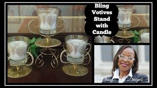 DIY Dollar Tree  Gold Bling Votive Stand with Candle  Home Decor [upl. by Ettennig]