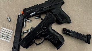 Blank Guns Firing Starter Pistol Zoraki 925 and Retay pt24 [upl. by Marlea]