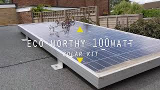 Ecoworthy 100w solar panel kit with leisure battery on garden shed  1 year review [upl. by Aikin]