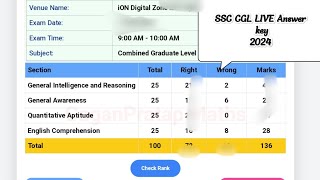 SSC CGL 2024 ANSWER KEY LIVE [upl. by Aicinad84]