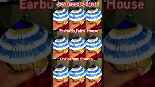 DIY Christmas House using Earbudsbestoutofwaste easydiy craft miniaturehousefairyhousetrending [upl. by Jourdan]