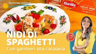 Nidi di spaghetti integrali con catalana di gamberi  Benedetta Parodi Official [upl. by Pond]