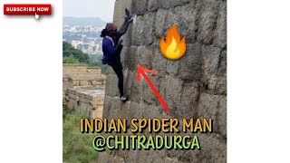 Indian spiderman chitradurga  Monkey king Jyothi Raj latest rock climbing video [upl. by Lamej267]