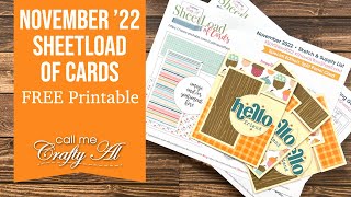 November 2022 SheetLoad of Cards  Debut amp FREE Printable  Split Panel Cards SLCTNov2022 [upl. by Aimar]