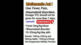 Mefenamic acid fever rheumatoid tranding shorts myhealth [upl. by Irrab]