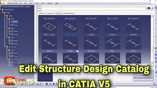 How to Edit Structure Design Catalog in CATIA V5  How to add Pipes in CATIA V5  cadguruji [upl. by Kohsa]