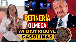 REFINERÍA OLMECA INICIA DISTRIBUCIÓN DE GASOLINAS AMLO ROCÍO NAHLE Y OCTAVIO OROPEZA TAPAN BOCAS [upl. by Rainwater]