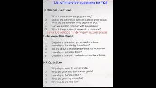 Tcs interview preparation l Tcs interview questions [upl. by Kawai]