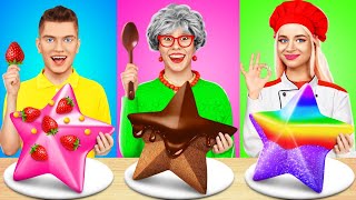 Me vs Grandma Cooking Challenge Cake Decorating Challenge Hacks for 24 Hours by YUMMY JELLY [upl. by Lovato]