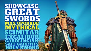 Assassins Creed Valhalla All Great Swords Maximum Upgrade Showcase and Check Stats FULL UPGRADE [upl. by Hnil]