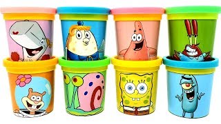 8 SpongeBob SquarePants Characters Toys with PlayDoh Can Heads Learn Colors [upl. by Jezabel]