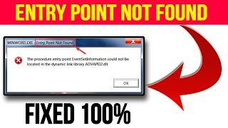 The Procedure Entry Point Not Found Dynamic Link Library Error Fixing In Windows 10  11 [upl. by Wernher]