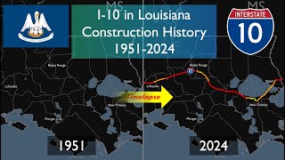 Interstate 10 in Louisiana Construction History [upl. by Baxy]