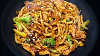 Stir fried Udon noodles  Chicken Udon noodles  Easy and quick Stirfry Udon noodles Recipe [upl. by Ethelda]