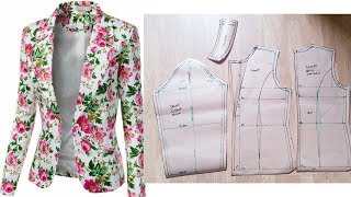 How to draft Womens Jacket Blazer  NotchedCollar Jacket  Pattern drafting [upl. by Ardyth]