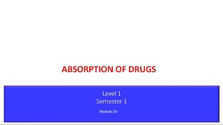 Lecture1  Absorption of drugs By Dr Elsayed Abdelhadi 2023  2024 [upl. by Joslyn]