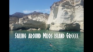 Sailing around Milos island Greece Kleftiko Beach and more [upl. by Coriss]