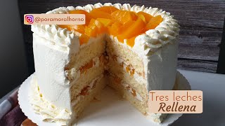 Torta tres leches rellena  receta completa paso a paso [upl. by Zoller125]