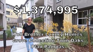 San Ramon California Toll Brother Luxury Homes Grove Collection Twin Oaks Plan Pampas 137m [upl. by Ellenet991]