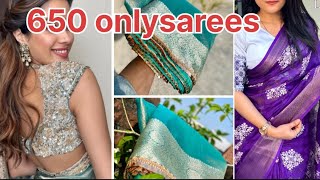 🔥650 onlysareessareeslatest sareesdesignersarees trending sareesunder650 whats up on [upl. by Eenhpad]